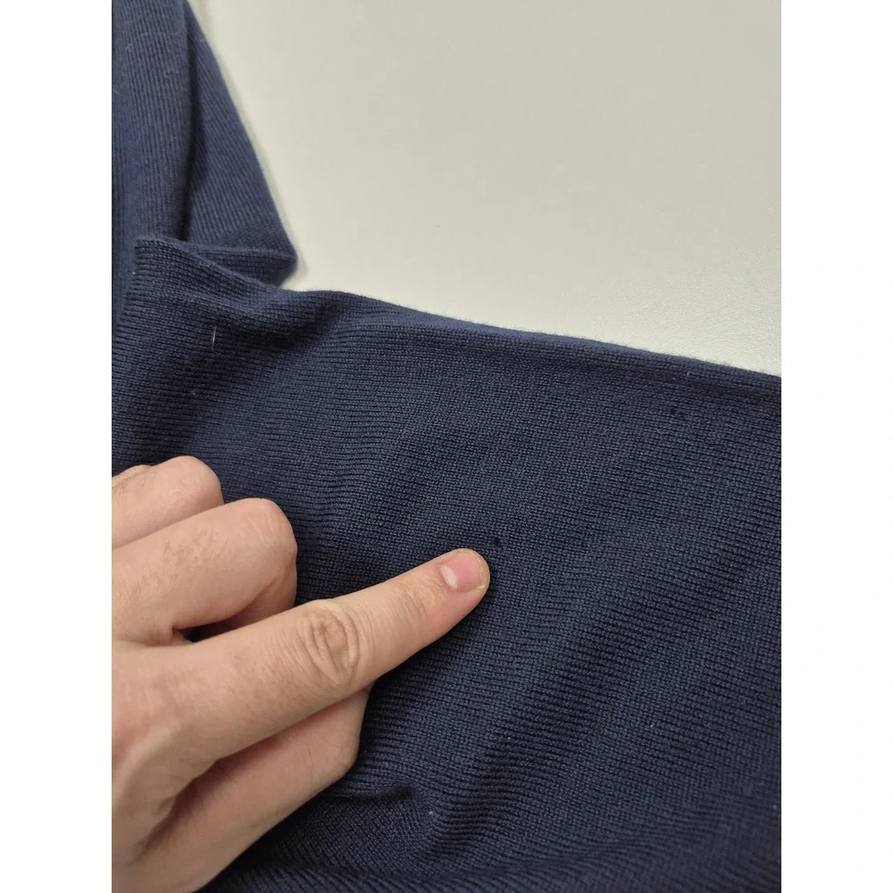 Brooks Brothers 346 Sweater Mens XL Blue Merino Wool Polo Collared Knit FLAW